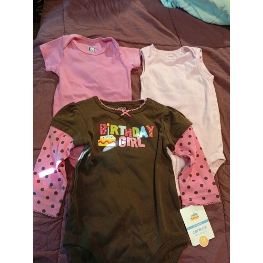 Infant girls size 12 month set of 3 onesies